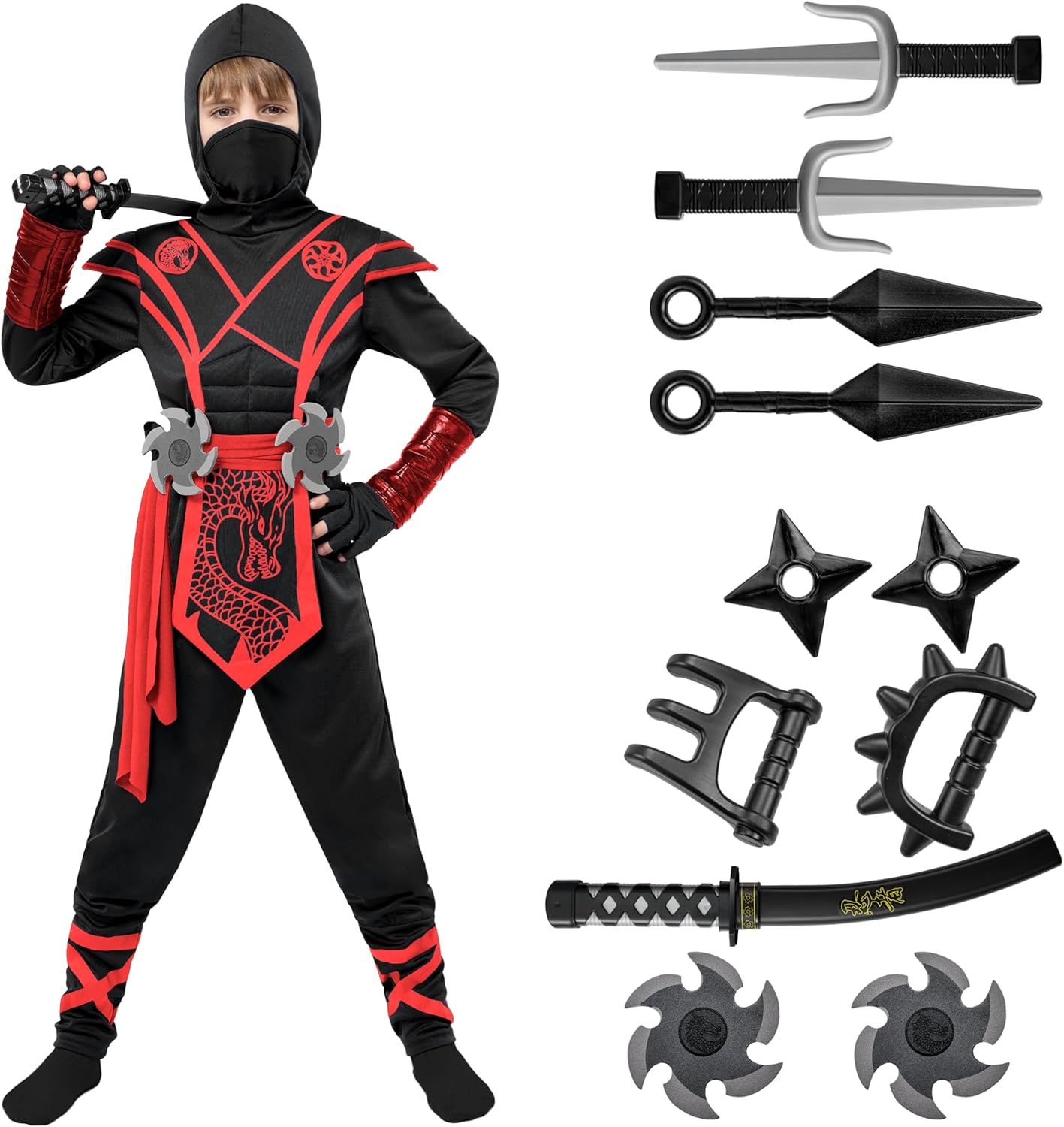 Disfraz de Ninja Dragón Rojo Disfraz de Ninja Dragón Rojo